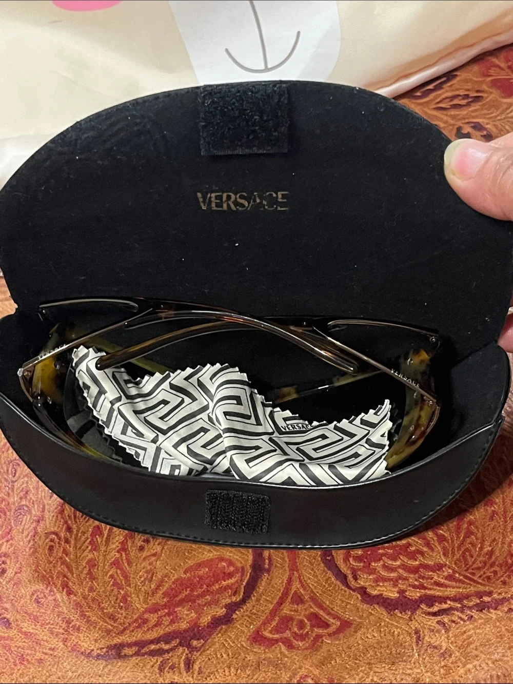 Versace Women's Black/Brown Gradient Oversized Sunglasses with Gold Logo